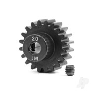 Gear, 20-T pinion (machined, hardened steel) (1.0 metric pitch) (fits 5mm shaft)/ set screw
