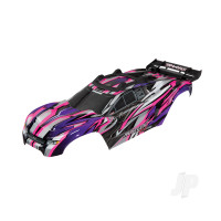 Body, Rustler 4X4 VXL, Pink / window, grille, lights decal sheet (assembled with front & rear body mounts and rear body support for clipless mounting)