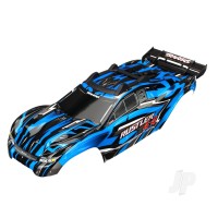 Body, Rustler 4X4, Blue / window, grille, lights decal sheet (assembled with Front & Rear Body mounts and Rear Body support for clipless mounting)