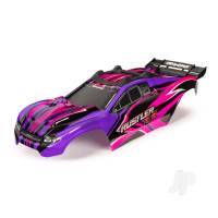 Body, Rustler 4X4, Pink & Purple / window, grille, lights decal sheet (assembled with front & rear body mounts and rear body support for clipless mounting)