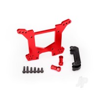 Shock tower, Rear, 7075-T6 aluminium (Red-anodised) (1pc) / Body mount bracket (1pc)