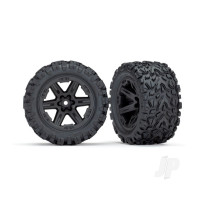 Wheels & Tyres, assembled, glued (2.8") (RXT Black wheels, Talon EXT Tyres, foam inserts) (4WD electric front/rear, 2WD electric front only) (2) (TSM rated)