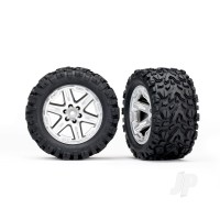 Wheels & Tyres, assembled, glued (2.8") (RXT Satin Chrome wheels, Talon EXT Tyres, foam inserts) (4WD electric front/rear, 2WD electric front only) (2) (TSM rated)