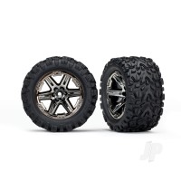 Wheels & Tyres, assembled, glued (2.8") (RXT Black Chrome wheels, Talon EXT Tyres, foam inserts) (4WD electric front/rear, 2WD electric front only) (2) (TSM rated)