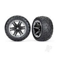 Wheels & Tyres, Assembled, Glued (2.8in) (RXT Black & Chrome wheels, Anaconda tyres, foam inserts) (4WD electric front/rear, 2WD electric front only) (2) (TSM rated)