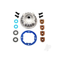 Housing, centre Differential (Aluminium) / x-ring gaskets (2 pcs) / ring gear gasket / bushings (2 pcs) / 5x10x0.5mm PTFE-coated washers (2 pcs) / 2.5x8 CCS (4 pcs)
