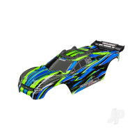 Body, Rustler 4X4 VXL, green (painted, decals applied) (assembled with front & rear body mounts and rear body support for clipless mounting)