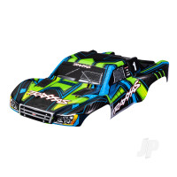 Body, Slash 4X4 (also fits Slash VXL & Slash 2WD), Green and Blue (painted, decals applied) (assembled with front & rear latches for clipless mounting)