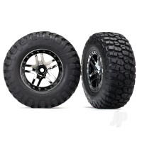 Wheels & Tyres, assembled, glued (SCT Split-Spoke black chrome beadlock style wheels, BFGoodrich Mud-Terrain T/A KM2 ultra-soft S1 compound off-road racing tyres, foam inserts) (2) (4WD f/r, 2WD rear) (TSM rated)