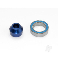 Bearing adapter, 6160-T6 aluminium (Blue-anodised) (1pc) / 10x15x4mm ball bearing (Blue rubber sealed) (1pc) (for slipper shaft)