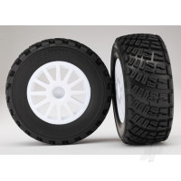 Wheels & Tyres, assembled, glued (white wheels, gravel pattern Tyres, foam inserts) (2) (TSM rated)