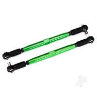 Toe links, X-Maxx (Tubes Green-anodised, 7075-T6 aluminium, stronger than Titanium) (157mm) (2 pcs) / rod ends, assembled with Steel hollow balls (4 pcs) / aluminium wrench, 10mm (1pc)