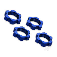 Wheel nuts, splined, 17mm, serrated (Blue-anodised) (4 pcs)