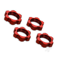 Wheel nuts, splined, 17mm, serrated (Red-anodised) (4 pcs)