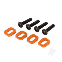 Washers, motor mount, aluminium (Orange-anodised) (4 pcs) / 4x18mm BCS (4 pcs)