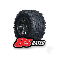 Wheels & Tyres, assembled, glued (X-Maxx Black wheels, Maxx AT Tyres, foam inserts) (left & right) (2)