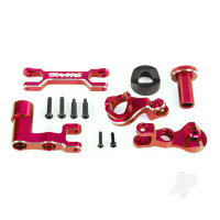 Steering bellcranks (left & right) / drag link (6061-T6 aluminium, Red-anodised) (fits XRT)