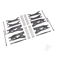 Suspension kit, X-Maxx WideMaxx, Black (includes front & rear suspension arms, front toe links, driveshafts, shock springs)