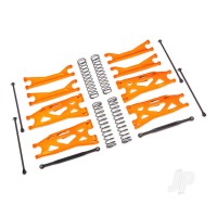 Suspension kit, X-Maxx WideMaxx, Orange (includes front & rear suspension arms, front toe links, driveshafts, shock springs)