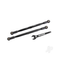 Toe links, front (Tubes Black-anodised, 6061-T6 aluminium) (2 pcs) (for use with #7895 X-Maxx WideMaxx suspension kit)