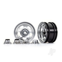 Wheels, 2.2in, Satin Chrome (2) / centre caps (2) (requires #8255A extended thread stub axle)