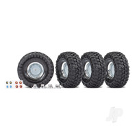 Wheels & Tyres, Assembled, Glued (1.9' Chrome wheels, Canyon Trail 4.6x1.9' Tyres) (4 pcs)/ centre caps (4 pcs)/ decal sheet (requires #8255A extended stub axle)