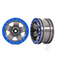 Wheels, TRX-4 Sport 2.2 (Grey, Blue beadlock style) (2 pcs)
