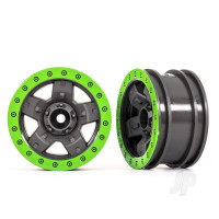 Wheels, TRX-4 Sport 2.2 (Grey, Green beadlock style) (2 pcs)