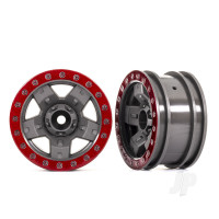 Wheels, TRX-4 Sport 2.2 (Grey, Red beadlock style) (2 pcs)