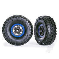 Wheels & Tyres, Assembled, Glued (TRX-4 Sport 2.2in Grey, Blue beadlock style wheels, Canyon Trail 5.3x2.2in Tyres) (2 pcs)