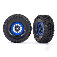 Wheels & Tyres, Assembled, Glued (Method 105 1.9' Black Chrome, Blue beadlock style wheels, Canyon Trail 4.6x1.9' tyres, foam inserts) (1 left, 1 right)