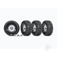 Wheels & Tyres, Assembled, Glued (1.9' classic Chrome wheels, Canyon Trail 4.6x1.9' Tyres) (4 pcs)/ centre caps (4 pcs) (requires #8255A extended stub axle)