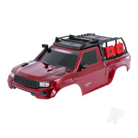 Body, TRX-4 Sport, complete, Red (painted, decals applied) (includes grille, side mirrors, door handles, windshield wipers, expedition rack, & clipless mounting) (requires #8080X inner fenders)