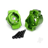 Portal drive axle mount, Rear, 6061-T6 aluminium (Green-anodised) (left and right) / 2.5x16 CS (4 pcs)