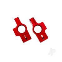 Carriers, stub axle, 6061-T6 aluminium (Red-anodised), (left & right) / 3x12mm BCS (with threadlock) (2 pcs) / 2.5x6mm BCS (with threadlock) (2 pcs)