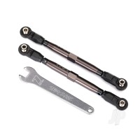 Toe links, Front, Unlimited Desert Racer (Tubes Dark Titanium anodised, 7075-T6 aluminium, stronger than Titanium) (102mm) (2 pcs) (assembled with rod ends and hollow balls) / aluminium wrench, 7mm (1pc)