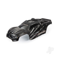 Body, E-Revo, Black (painted, decals applied) (assembled with front & rear body mounts and rear body support for clipless mounting)