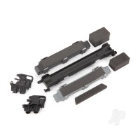 Battery hold-down / mounts (front & rear) / battery compartment spacers / foam pads (fits Maxx with extended chassis (352mm wheelbase))