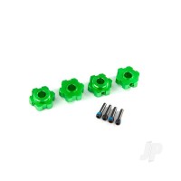 Wheel Hubs, hex, aluminium (Green-anodised) (4 pcs) / 4x13mm screw pins (4 pcs)