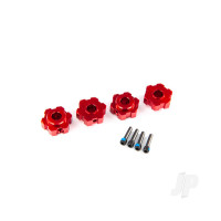 Wheel Hubs, hex, aluminium (Red-anodised) (4 pcs) / 4x13mm screw pins (4 pcs)