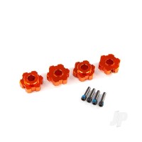 Wheel Hubs, hex, aluminium (Orange-anodised) (4 pcs) / 4x13mm screw pins (4 pcs)