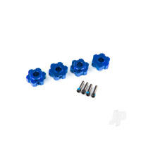 Wheel Hubs, hex, aluminium (Blue-anodised) (4 pcs) / 4x13mm screw pins (4 pcs)