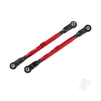 Toe links, front (TUBES Red-anodised, 7075-T6 aluminium, stronger than titanium) (2) (for use with #8995 WideMaxx suspension kit)