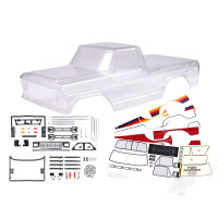 Body, Ford F-150 (1979) (Clear, requires painting) / decals / window masks (includes grille, side mirrors, door handles, windshield wipers, clipless mounting, hardware) (requires #9288 inner fenders). Roll bar sold separately (choose Chrome 9262, Black 9262R, or Chrome with lights 9262X).