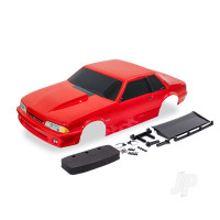 Body, Ford Mustang, Fox Body, Red (painted, decals applied) (includes side mirrors, wing, wing retainer, rear body mount posts, foam body bumper, & mounting hardware)