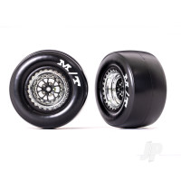 Wheels & Tyres, Assembled, Glued (Weld Chrome with Black wheels, Mickey Thompson Drag Slicks, sticky compound, foam inserts) (rear) (2 pcs)