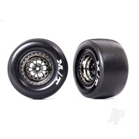 Wheels & Tyres, Assembled, Glued (Weld Black Chrome wheels, sticky Tyres, foam inserts) (rear) (2 pcs)
