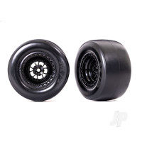 Wheels & Tyres, Assembled, Glued (Weld Glossy Black wheels, Mickey Thompson ET Drag Slicks, smoke, foam inserts) (rear) (2 pcs)