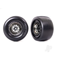 Wheels & Tyres, Assembled, Glued (Weld Black Chrome wheels, Mickey Thompson ET Drag Slicks, smoke, foam inserts) (rear) (2 pcs)