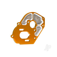 Plate, motor, machined 6061-T6 aluminium (Orange-anodised) (4mm thick) / 3x10mm CS with split and flat washer (2 pcs)